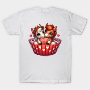 Valentine Horse Couple In A Cupcake T-Shirt